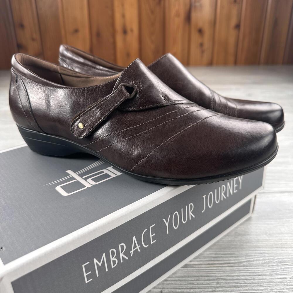 Dansko Franny Calf Leather Loafer Shoe Womens 41 Chocolate Brown 5500-230200 NIB